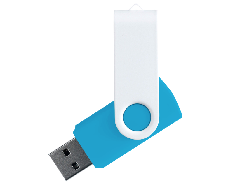 Флеш накопитель USB 2.0 Twister Сolor Mix 16GB, пластик Софт Тач/металл, голубой/белый
