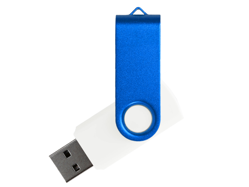 Флеш накопитель USB 2.0 Twister Сolor Mix 16GB, пластик Софт Тач/металл, белый/синий