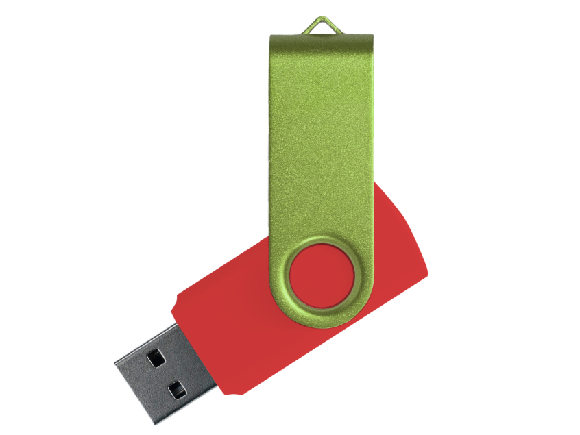 Флеш накопитель USB 2.0 Twister Сolor Mix 16GB, пластик Софт Тач/металл, красный/светло-зеленый