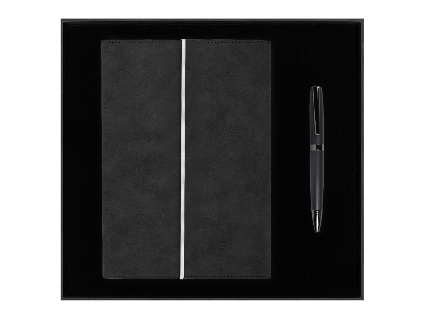 Набор подарочный Solution Prestige Duo (Ежедневник в суперобложке Country Galaxy Nuba A5+, Ручка шариковая матовая Prime), черный