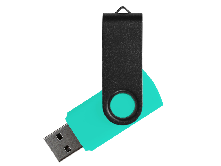 Флеш накопитель USB 2.0 Twister Сolor Mix 16GB, пластик Софт Тач/металл, бирюзовый/черный