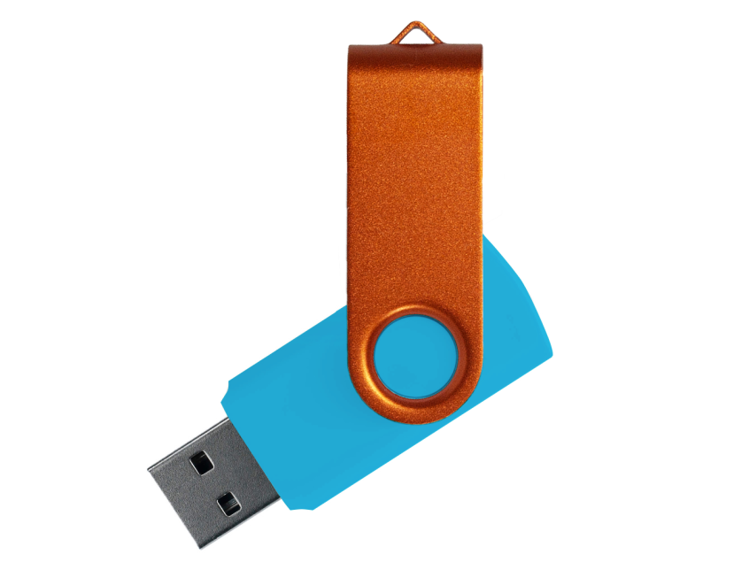 Флеш накопитель USB 2.0 Twister Сolor Mix 16GB, пластик Софт Тач/металл, голубой/оранжевый