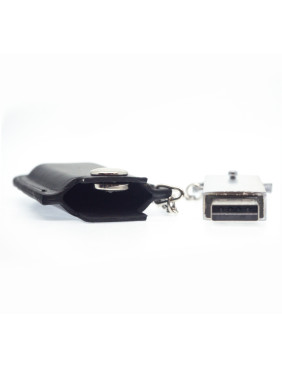 Флеш накопитель USB 2.0 Palermo в кожаном чехле 16GB, металл, черный/серебристый