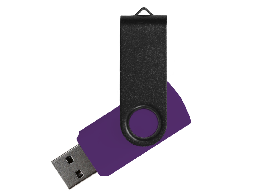 Флеш накопитель USB 2.0 Twister Сolor Mix 16GB, пластик Софт Тач/металл, фиолетовый/черный