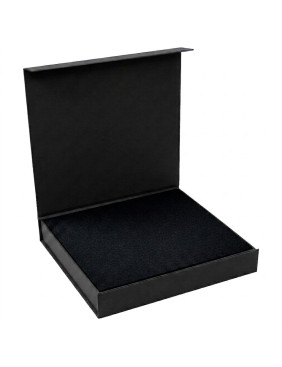 Подарочная коробка, размер 29,7*28,0*4,5 см, Solution Prestige Magnum  Linen с магнитным клапаном, черная, с черным ложементом из EVA