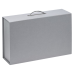 Подарочная коробка, размер 39*26,3*11 см, Solution Prestige Big Case Linen с магнитным клапаном и ручкой , с EVA ложементом 36,8*25,1*4 см под индивидуальную вырубку, серебристая