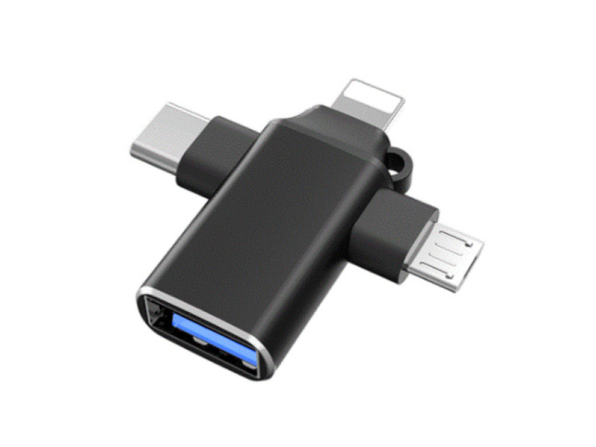 Переходник (адаптер) OTG 4 в 1 (micro USB, Lightning, Type C, USB A, speed up to 5 gigabit
