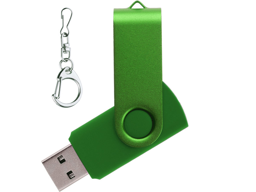 Флеш накопитель USB 2.0 Twister 32GB, пластик Софт Тач/металл, зеленый/зеленый