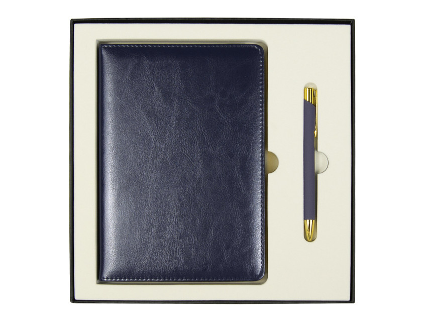 Набор подарочный Solution Duo (ежедневник City Nebraska, ручка Legend Soft Touch Mirror Gold), темно-синий
