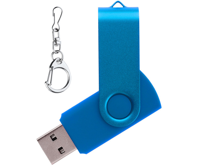 Флеш накопитель USB 2.0 Twister 64GB, пластик Софт Тач/металл, голубой/голубой
