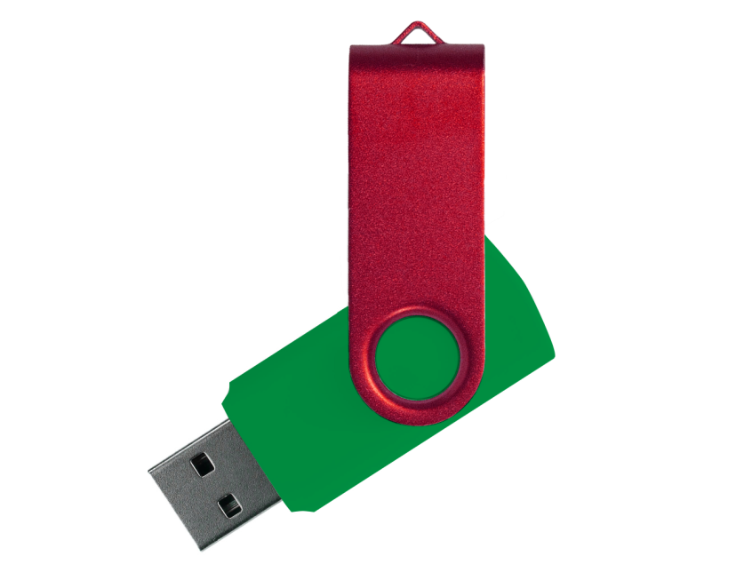 Флеш накопитель USB 2.0 Twister Сolor Mix 16GB, пластик Софт Тач/металл, зеленый/красный