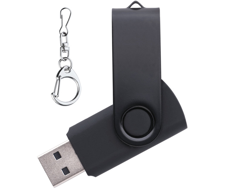 Флеш накопитель USB 2.0 Twister 64GB, пластик Софт Тач/металл, черный/черный