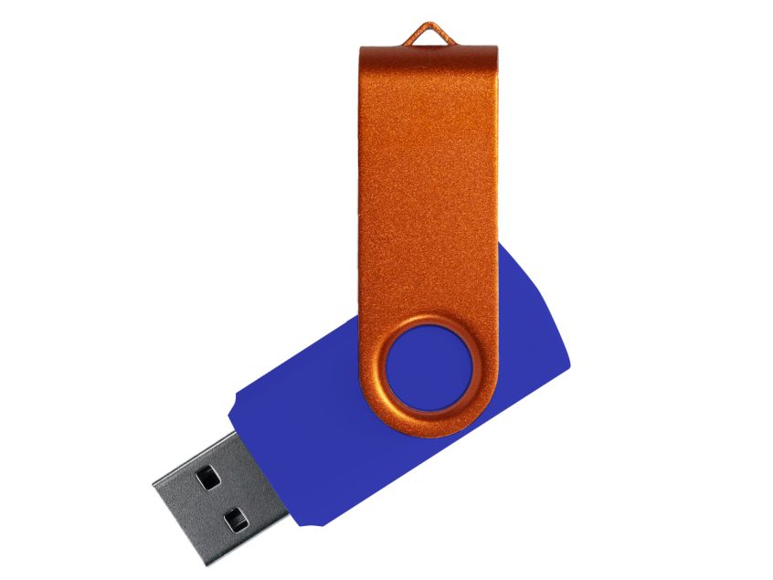 Флеш накопитель USB 2.0 Twister Сolor Mix 16GB, пластик Софт Тач/металл, синий/оранжевый
