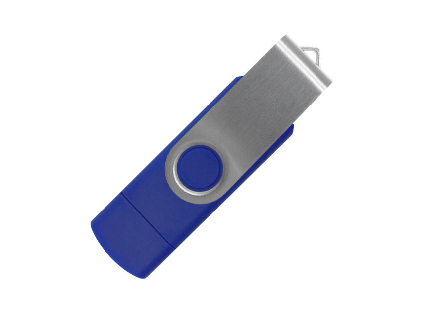 Флеш накопитель USB 2.0 Twister Smart 16GB, пластик Софт Тач/металл, синий/серебристый