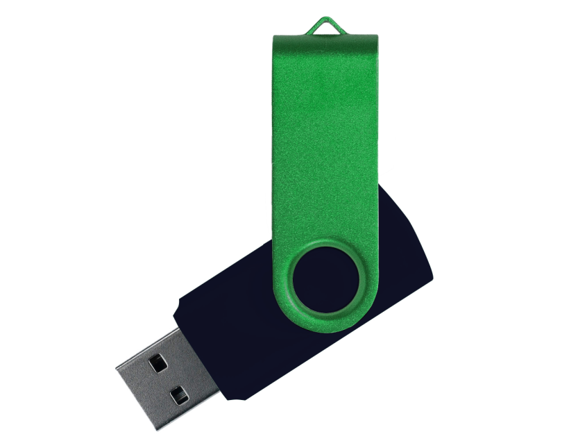 Флеш накопитель USB 2.0 Twister Сolor Mix 16GB, пластик Софт Тач/металл, черный/зеленый
