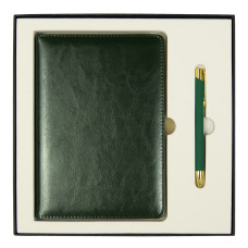 Набор подарочный Solution Duo (ежедневник City Nebraska, ручка Legend Soft Touch Mirror Gold), зеленый