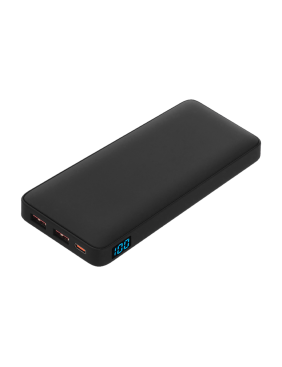 Внешний аккумулятор (powerbank)  «WeCharge Soft Touch»,  10 000 mAH, Power Delivery (PD) 25.5W, со светящимся логотипом после гравировки, c цифровым дисплеем для контроля заряда, черный