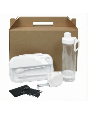 Набор подарочный Solution Everyday Kit Quattro (мультитул, рулетка, ланч бокс, бутылка для воды), белый
