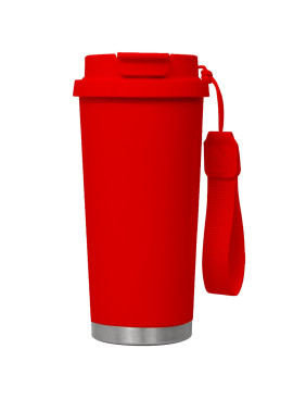 Термокружка Cosmostar Asstra металлическая, 500 мл, красная с серебром в тубусе