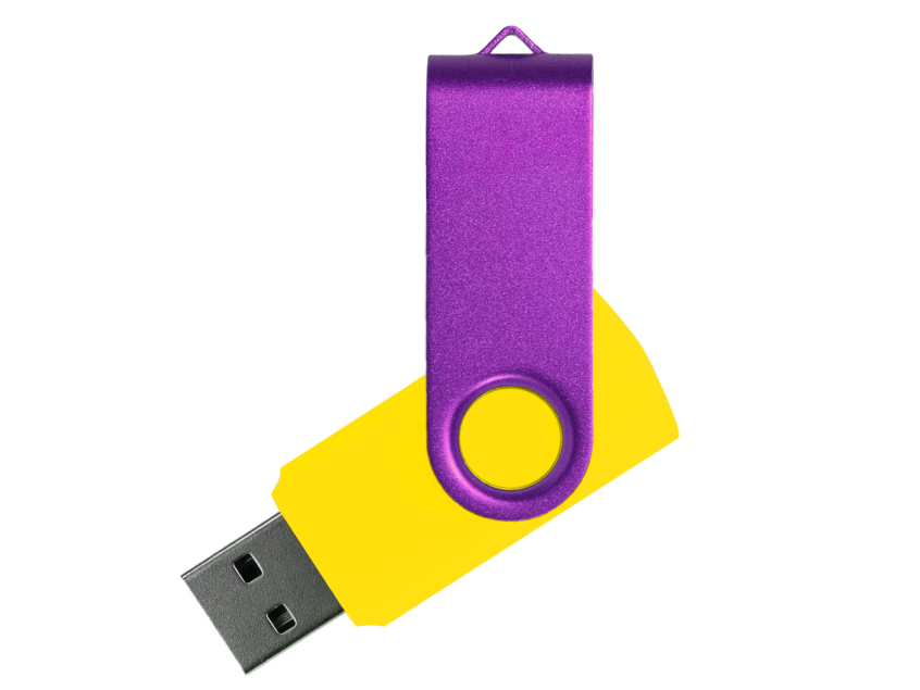 Флеш накопитель USB 2.0 Twister Сolor Mix 16GB, пластик Софт Тач/металл, желтый/фиолетовый