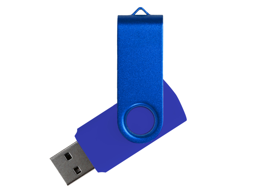 Флеш накопитель USB 2.0 Twister Assembly 16GB, пластик Софт Тач/металл, синий/синий