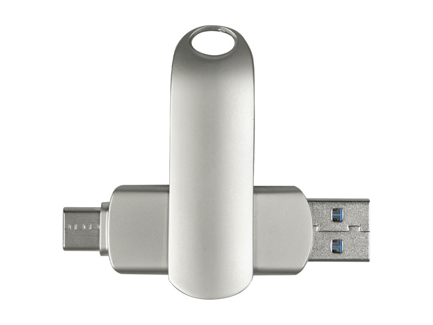 Флеш накопитель USB 3.0 + TYPE C Cupertino, металл, серебристый матовый, 32 GB