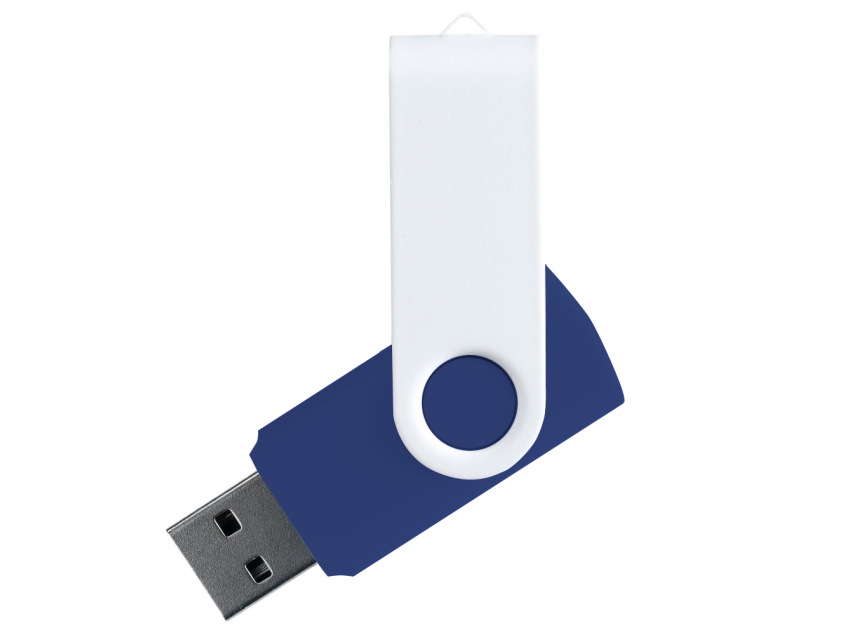 Флеш накопитель USB 2.0 Twister Сolor Mix 16GB, пластик Софт Тач/металл, темно-синий/белый