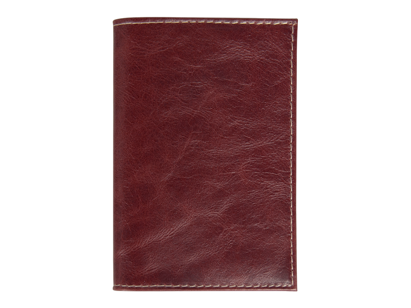 Обложка для автодокументов Leather Sky Matt Sun из натуральной кожи, бордовая с белой прострочкой