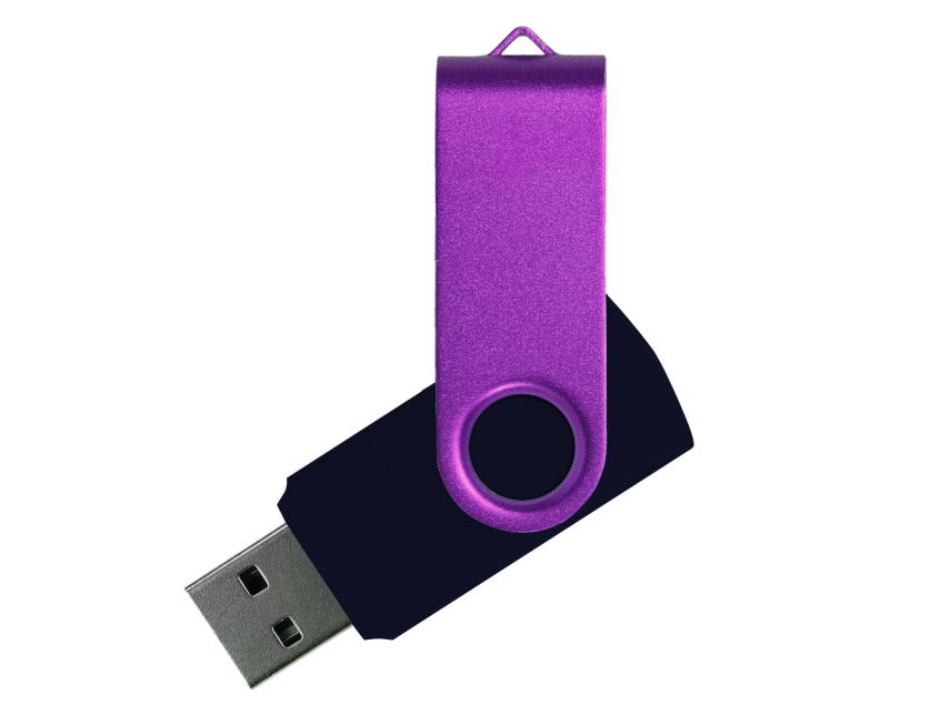 Флеш накопитель USB 2.0 Twister 16GB, пластик Софт Тач/металл, черный/фиолетовый