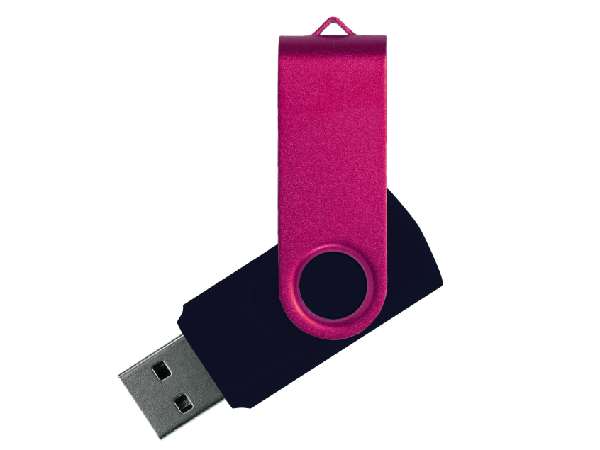 Флеш накопитель USB 2.0 Twister Сolor Mix 16GB, пластик Софт Тач/металл, черный/розовый