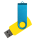 Флеш накопитель USB 2.0 Twister Сolor Mix 16GB, пластик Софт Тач/металл, желтый/голубой