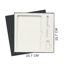 Коробка подарочная Solution Superior Linen под ежедневник, ручку и флешку, черная, 25,7x25,7 см, бежевый ложемент