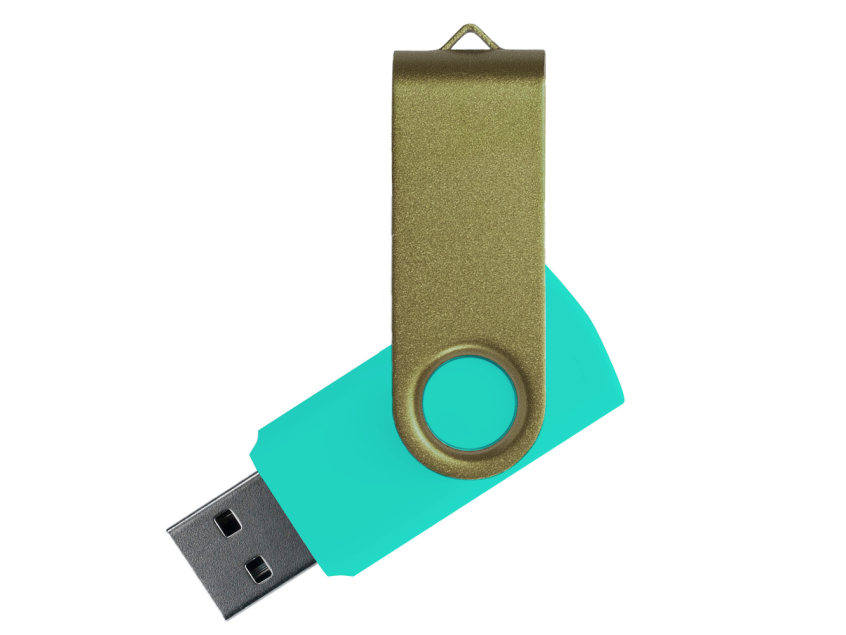 Флеш накопитель USB 2.0 Twister Сolor Mix 16GB, пластик Софт Тач/металл, бирюзовый/оливковый