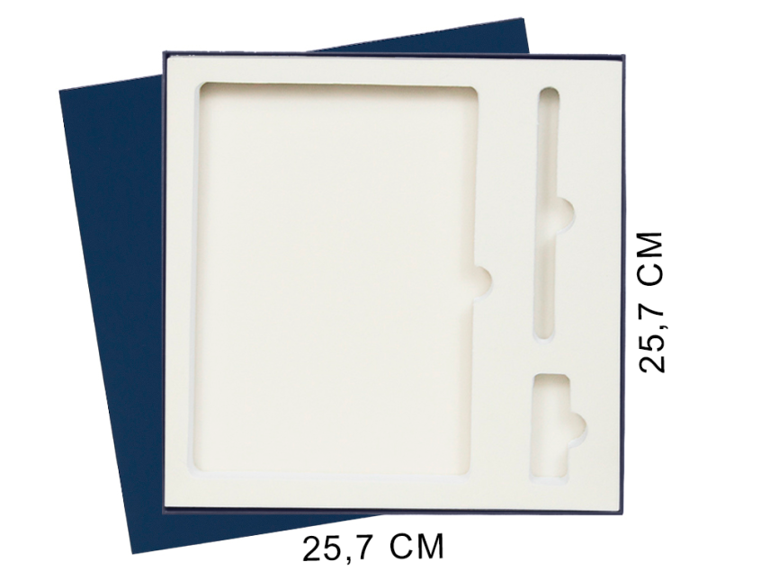 Коробка подарочная Solution Superior Linen под ежедневник, ручку и флешку, черная, 25,7x25,7 см, бежевый ложемент