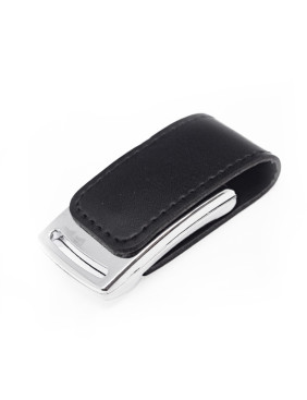 Флеш накопитель Shine, USB 2.0 64GB, металл/кожзам, серебро/черный