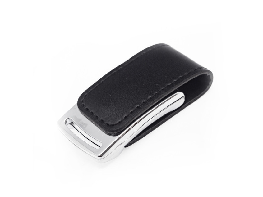 Флеш накопитель Shine, USB 2.0 64GB, металл/кожзам, серебро/черный