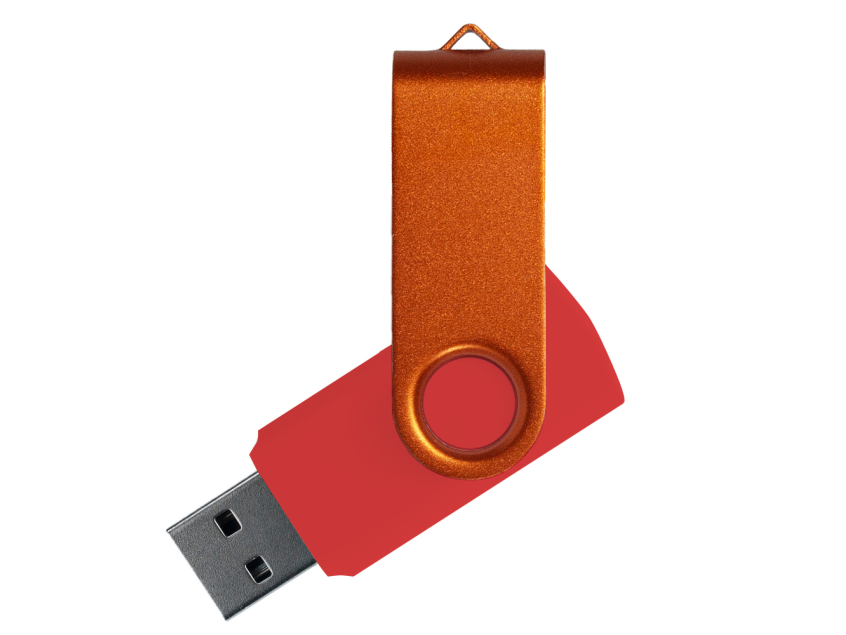 Флеш накопитель USB 2.0 Twister Сolor Mix 16GB, пластик Софт Тач/металл, красный/оранжевый