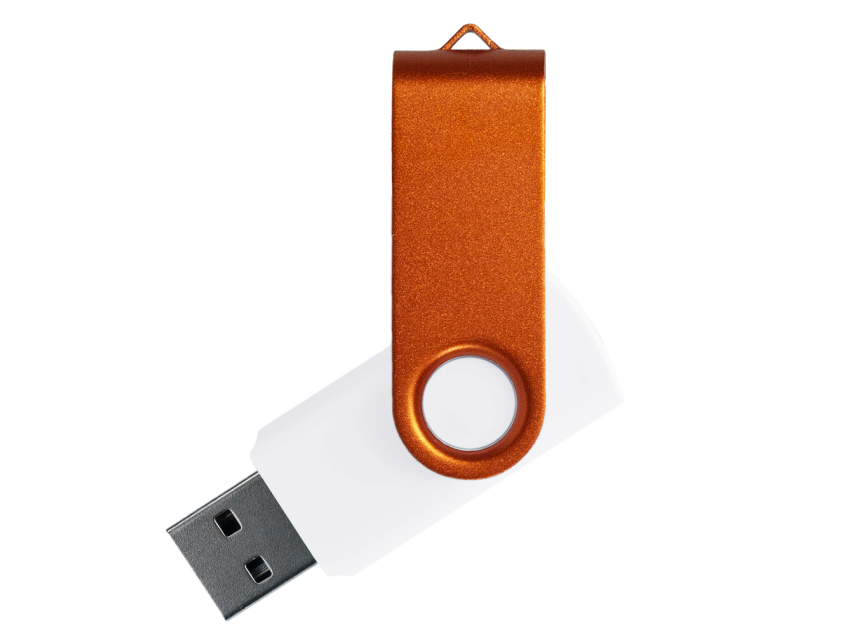 Флеш накопитель USB 2.0 Twister Сolor Mix 16GB, пластик Софт Тач/металл, белый/оранжевый