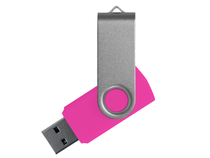 Флеш накопитель USB 2.0 Twister Сolor Mix 16GB, пластик Софт Тач/металл, розовый/серебристый