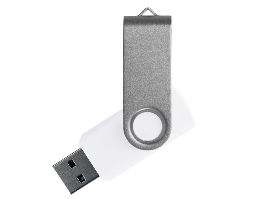 Флеш накопитель USB 2.0 Twister Сolor Mix 16GB, пластик Софт Тач/металл, белый/серебристый