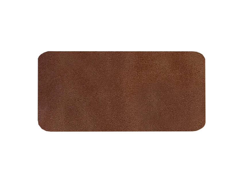 Шеврон Rectangle Smooth Leather размер 60*30 мм, коричневый, со скругленными углами