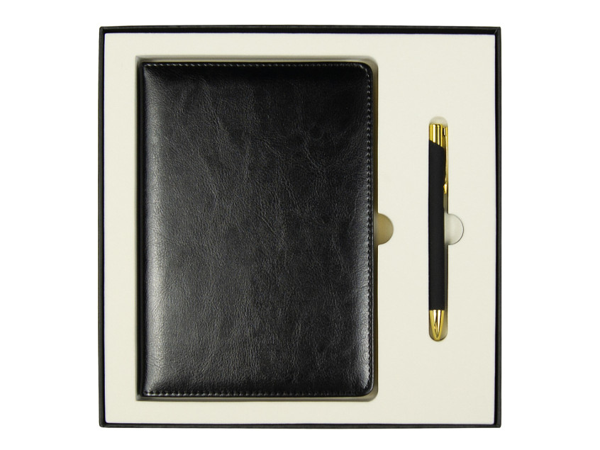 Набор подарочный Solution Duo (ежедневник City Nebraska, ручка Legend Soft Touch Mirror Gold), черный