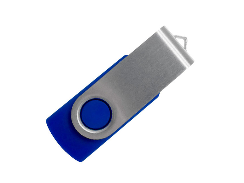 Флеш накопитель USB 2.0 Twister 16GB, пластик Софт Тач/металл, синий/серебристый