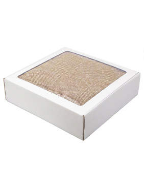 Плед акриловый Super Soft Nature размер 120*160 см, бежевый, плотность 450гр/м2,  в подарочной белой крафтовой коробке с окошком