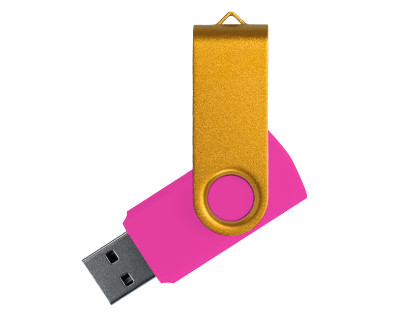 Флеш накопитель USB 2.0 Twister Сolor Mix 16GB, пластик Софт Тач/металл, розовый/желтый