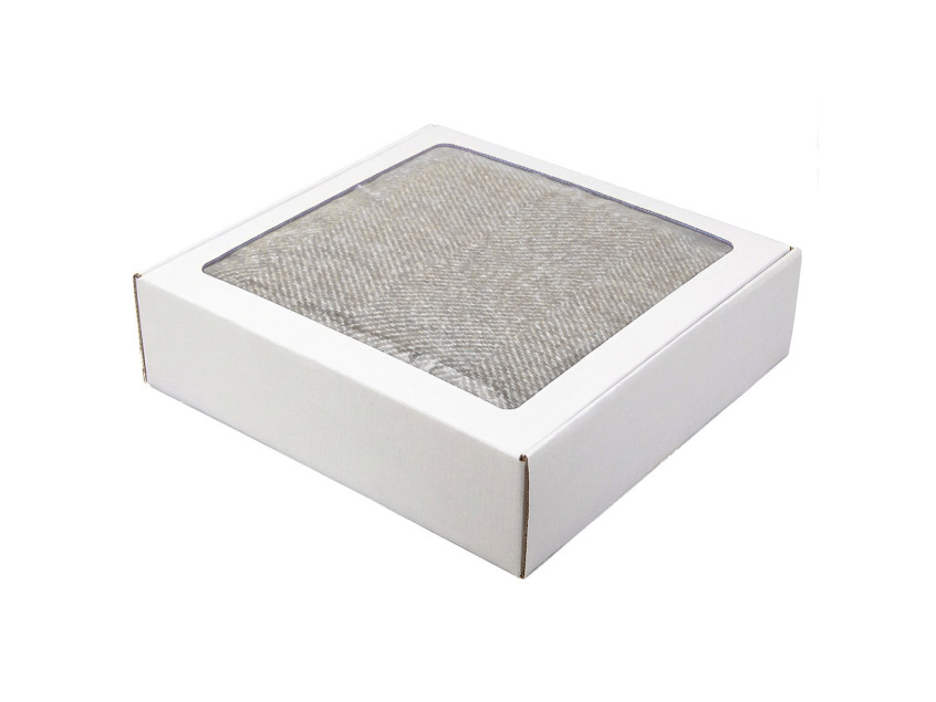 Плед акриловый Super Soft Nature размер 120*160 см, серый, плотность 450гр/м2,  в подарочной белой крафтовой коробке с окошком