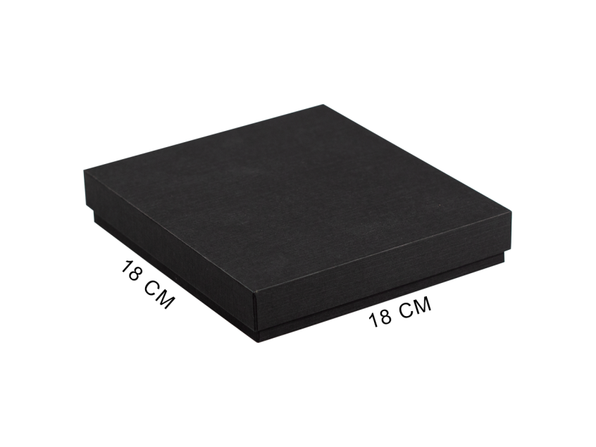 Коробка подарочная, размер 18*18*2 см, Solution Superior Linen, черная, бежевый ложемент под ручку и прямоугольный предмет
