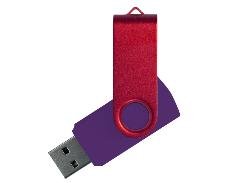 Флеш накопитель USB 2.0 Twister Сolor Mix 16GB, пластик Софт Тач/металл, фиолетовый/красный