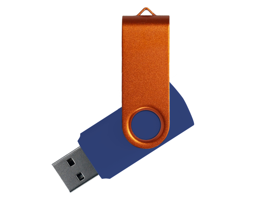 Флеш накопитель USB 2.0 Twister Сolor Mix 16GB, пластик Софт Тач/металл, темно-синий/оранжевый