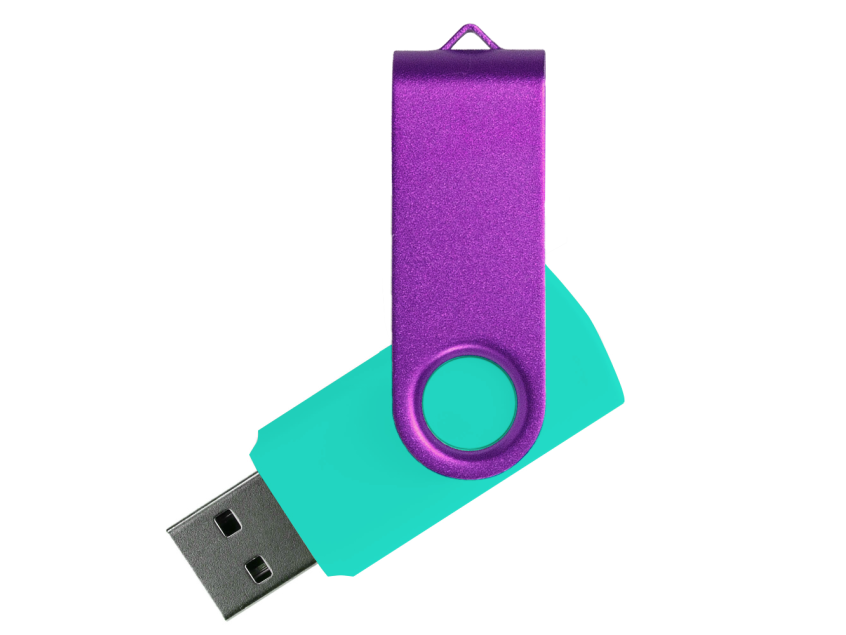 Флеш накопитель USB 2.0 Twister Сolor Mix 16GB, пластик Софт Тач/металл, бирюзовый/фиолетовый